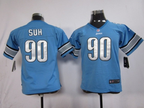 Youth NFL Detroit Lions 90 Ndamukong Suh Blue Nike Game